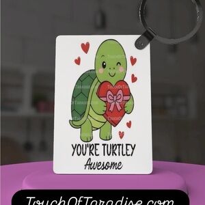 Cute Turtle Keychain with Heart Design